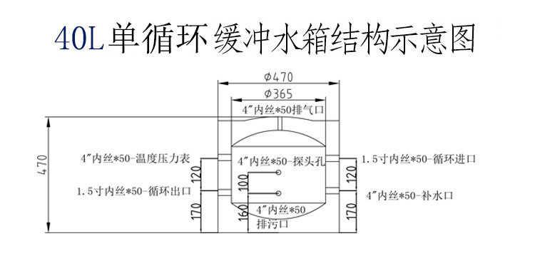 舒铂特40升单循环缓冲水箱结构示意图